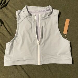 NWT SPORTY ZIPPER SWIM MOCK NECK TOP SKIMS